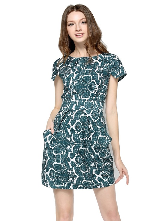 SHEIN Dresses & Skirts - Shein/Inomi Teal Floral Print Short Sleeve Shift Dress